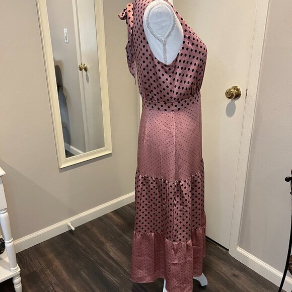 Ted Baker Izzie Dusty Pink Mix Polka Dot Midi Dress, Size 2 (US Size 6) - Picture 8 of 16